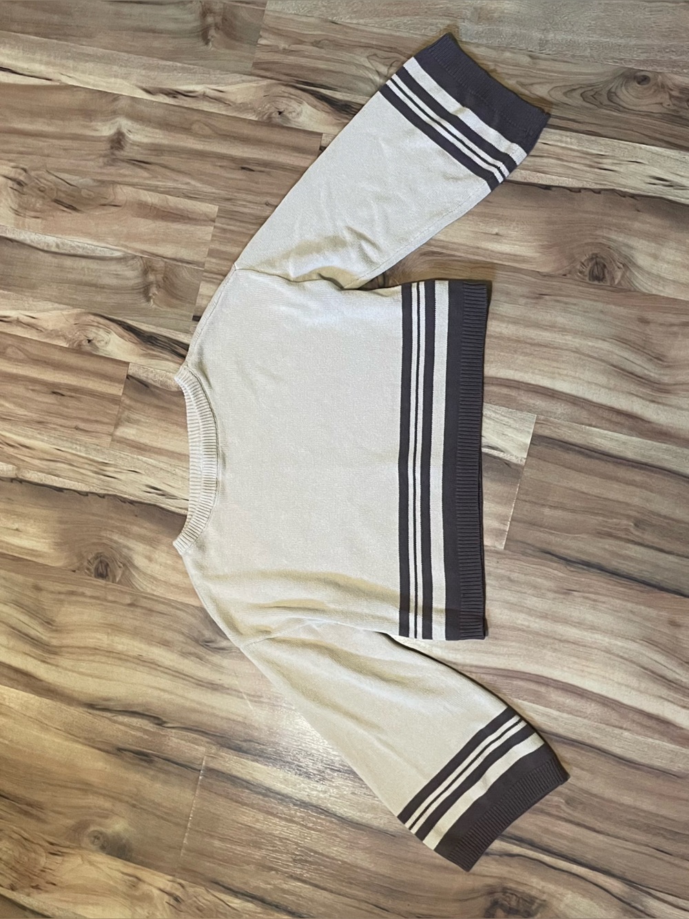 Anthropolgie Saturday Sunday Crop Stripe Knit Sweater Wide Bell Sleeve Boho M